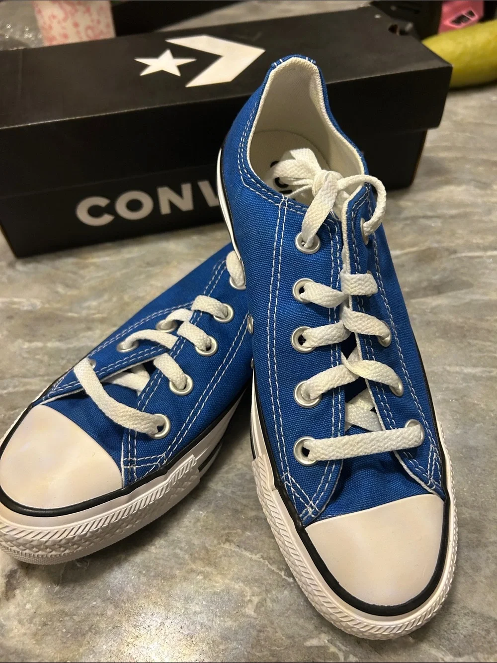 Converse Kids Blue Low Top Canvas Sneakers with White Accents